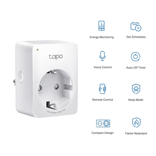 Tapo Mini Smart Wi-Fi Societ, Energy Monitoring P110-Small Smart Wi-Fi with Energy Control