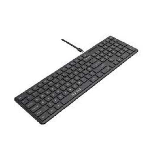 لوحة مفاتيح هافيت السلكية باللون الأسود