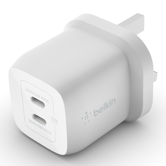 "The 45W USB -C Wall charger from Belkin GAN and PPS technology - white"
