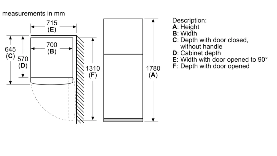 ثلاجة فريزر علوي أبيض السلسلة 2 من بوش 12 قدم