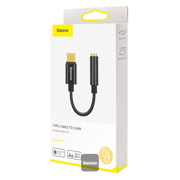 محول سماعات باسيوس L54 من Type-C إلى 3.5mm - أسود (CATL54-01)