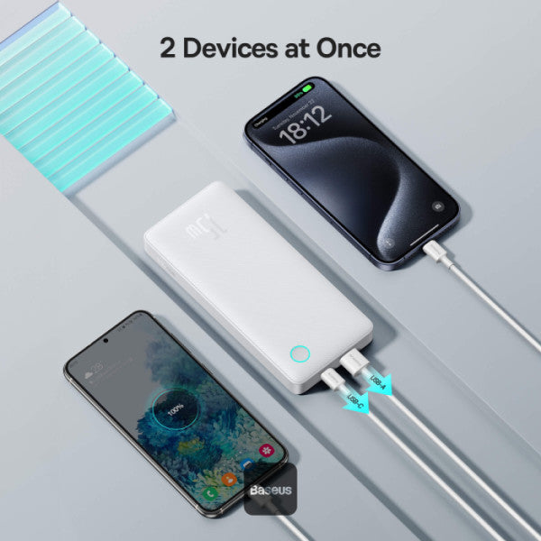 باسيوس باور بانك Airpow Lite 10000 مللي أمبير 15 واط أبيض (مع كابل USB→C 30سم)