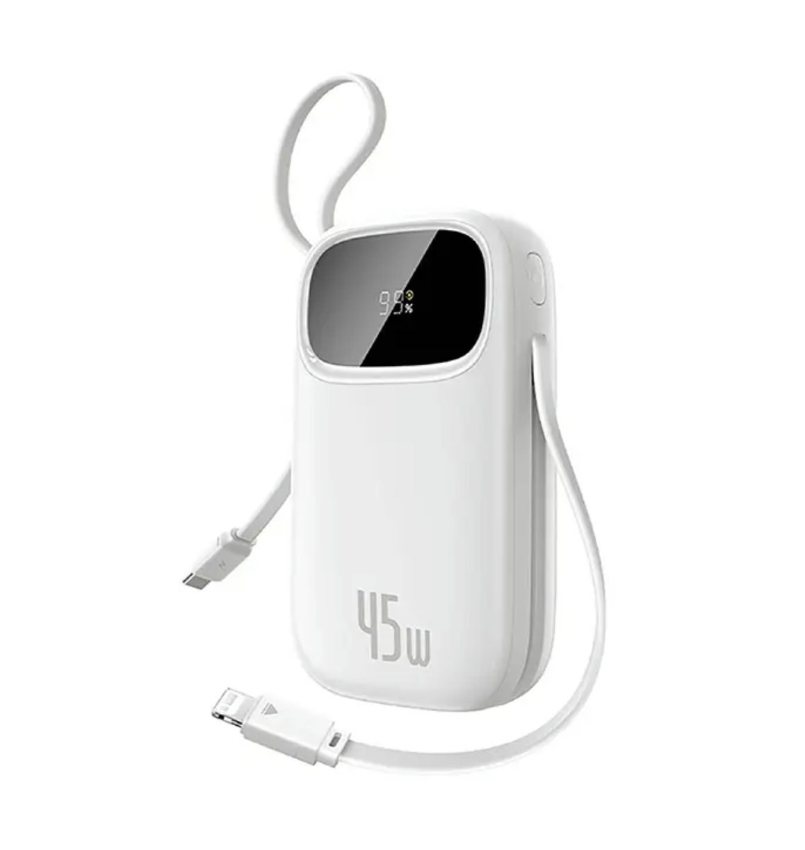 باور بانك باسيوس Qpow 3 شاشة رقمية 10000mAh أبيض