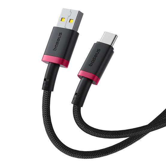كابل باسيوس Dura USB-C 2 متر أحمر وأسود