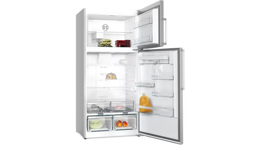 ثلاجة XXL فريزر علوي سلفر من بوش