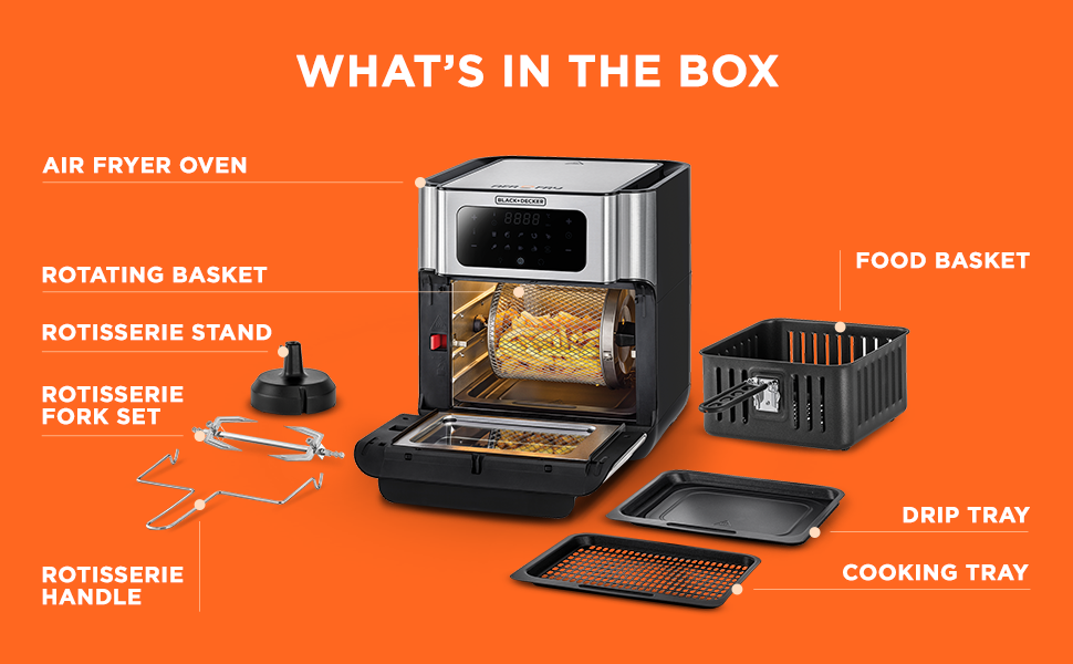 Black+Decker+Decor, 12 liters, 10 Pre -Programs, Silver - AOF100 -B5