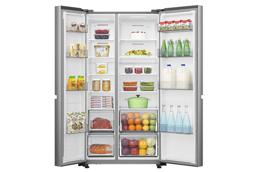 ثلاجة هايسنس RS869N4ASU - بابين مع فريزر سفلي، تقنية نوفروست، سعة عملاقة 869 لتر، تصميم عصري باللون الفضي