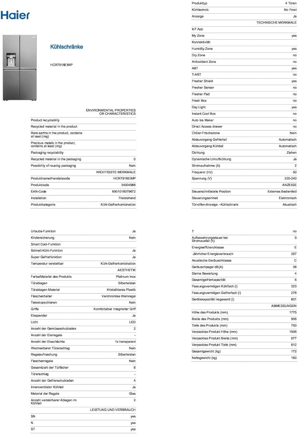 Hyayer refrigerator HCR7918eimb: Modern design and advanced techniques to keep your food in the best capacity of 22 feet
