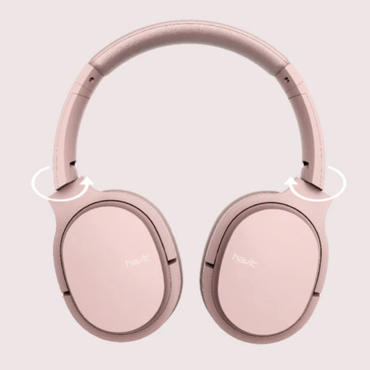 سماعة الرأس هافيت اللاسلكية باللون الوردي