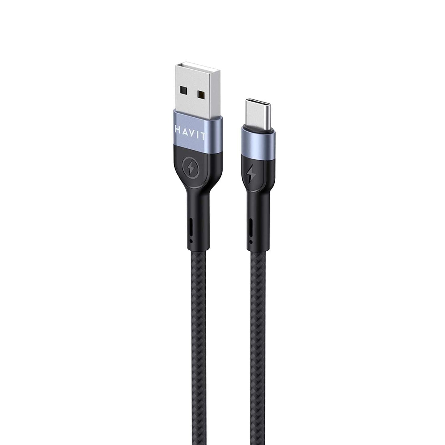 كابل هافيت USB C إلى C بطول 1 متر أسود وأزرق