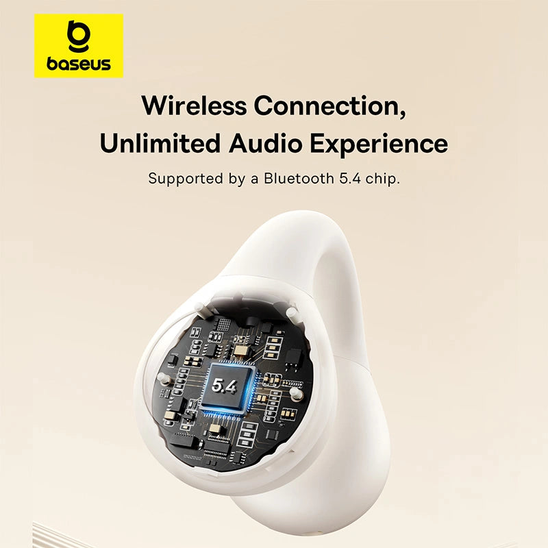 سماعات باسيوس Bass 15 Clip اللاسلكية بنظام المشبك (Open-Ear) - ثبات عالٍ وصوت باص نقي (أبيض)