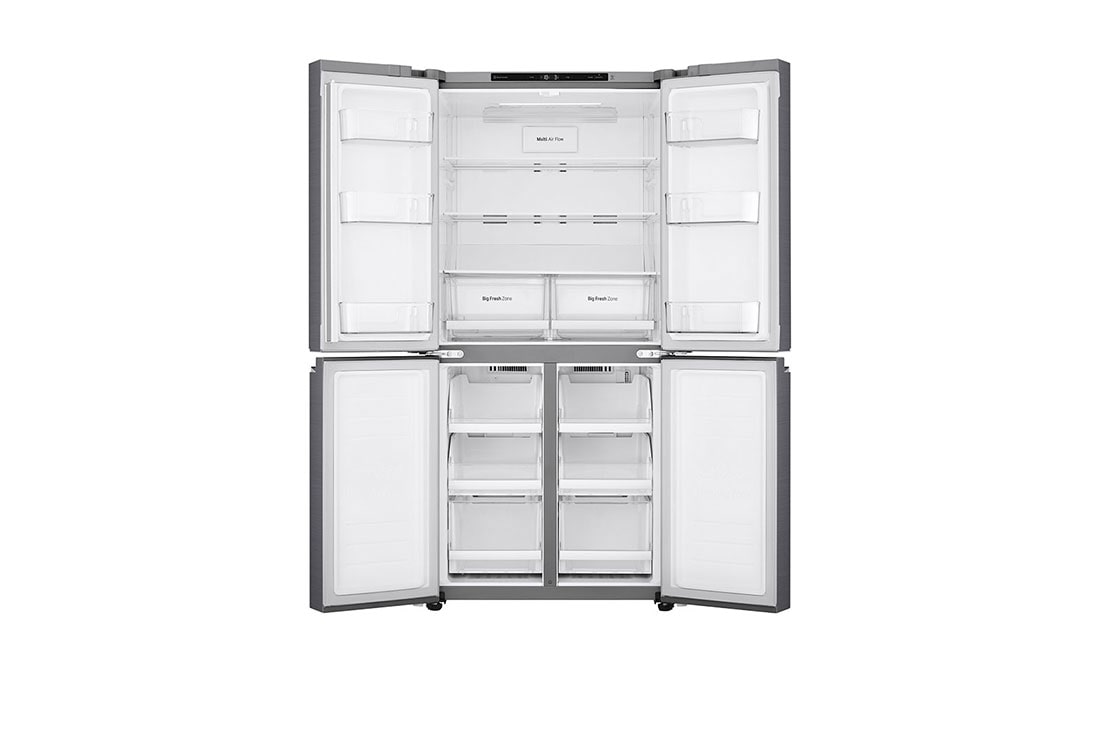 LG refrigerator with four doors, 594 liters, equipped with smart diagnostic technology.