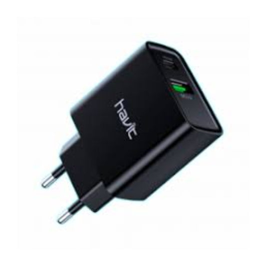 شاحن هافيت المملكة المتحدة PD20W+QC3.0 باللون الأسود