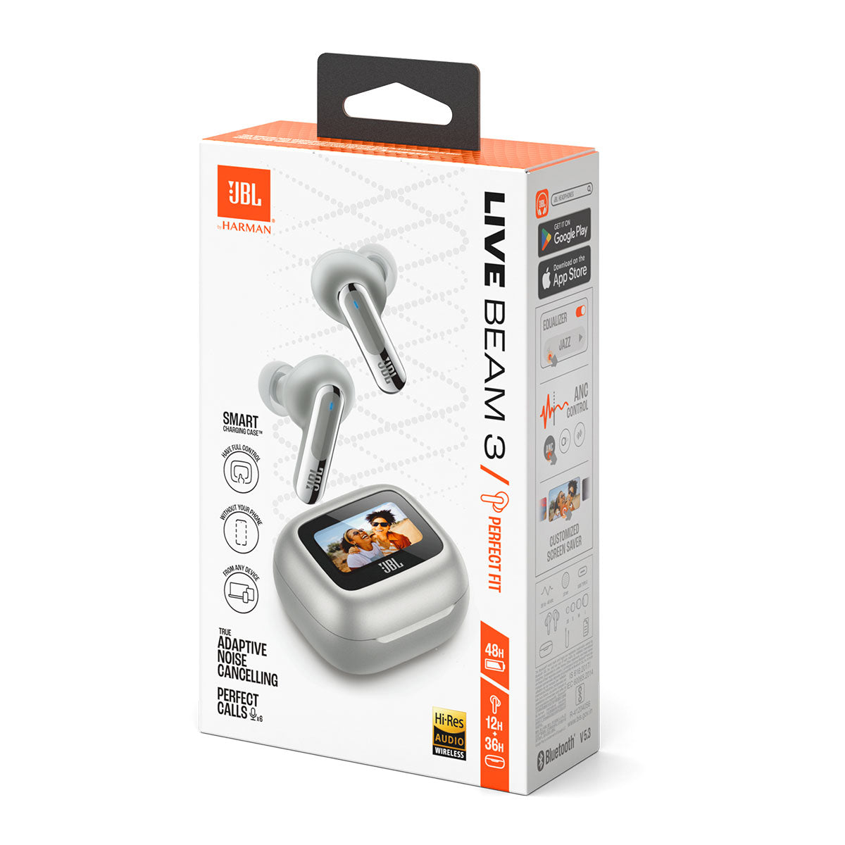 JBL Live Beam - silver - advanced audio performance and smart Inside in the ear design