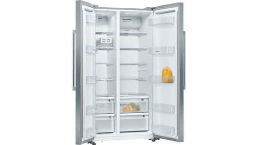 ثلاجة سايد باي سايد ستانلس ستيل سلفر سلسلة 4 من بوش