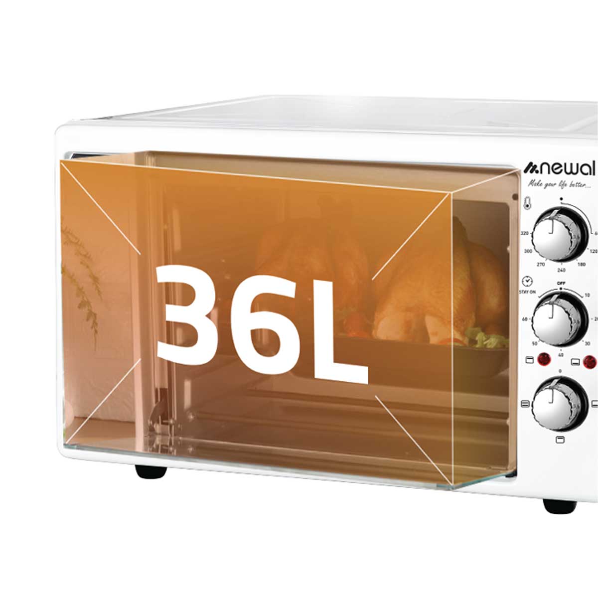 NEWAL MOV-1537/01 فرن ميكروويف، سعة 36 لتر، 1600 واط، أبيض فرن نوال