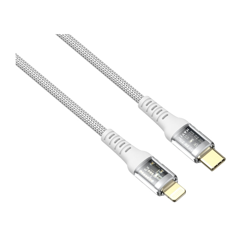 كابل هافيت CB6241 بطول 1 متر من النوع C إلى لايتنينج PD20W أبيض