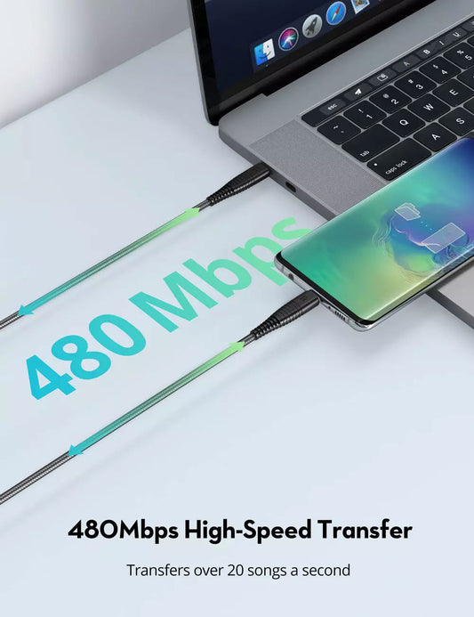 RAVPower Nylon Braided Type-C to Type-C Cable RP-CB047 (1m/3.3ft) – Black