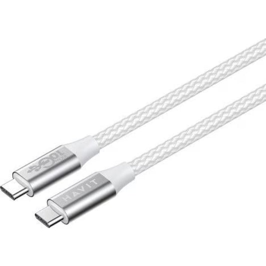 كابل Havit CB6311 نوع C إلى L بطول 1 متر وقدرة 30 واط، اللون الأبيض
