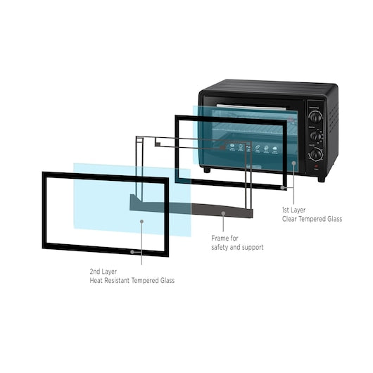 Tustter Black + Decker Tro45rdg-B5 with a capacity of 45 liters with double glass and rotating grill