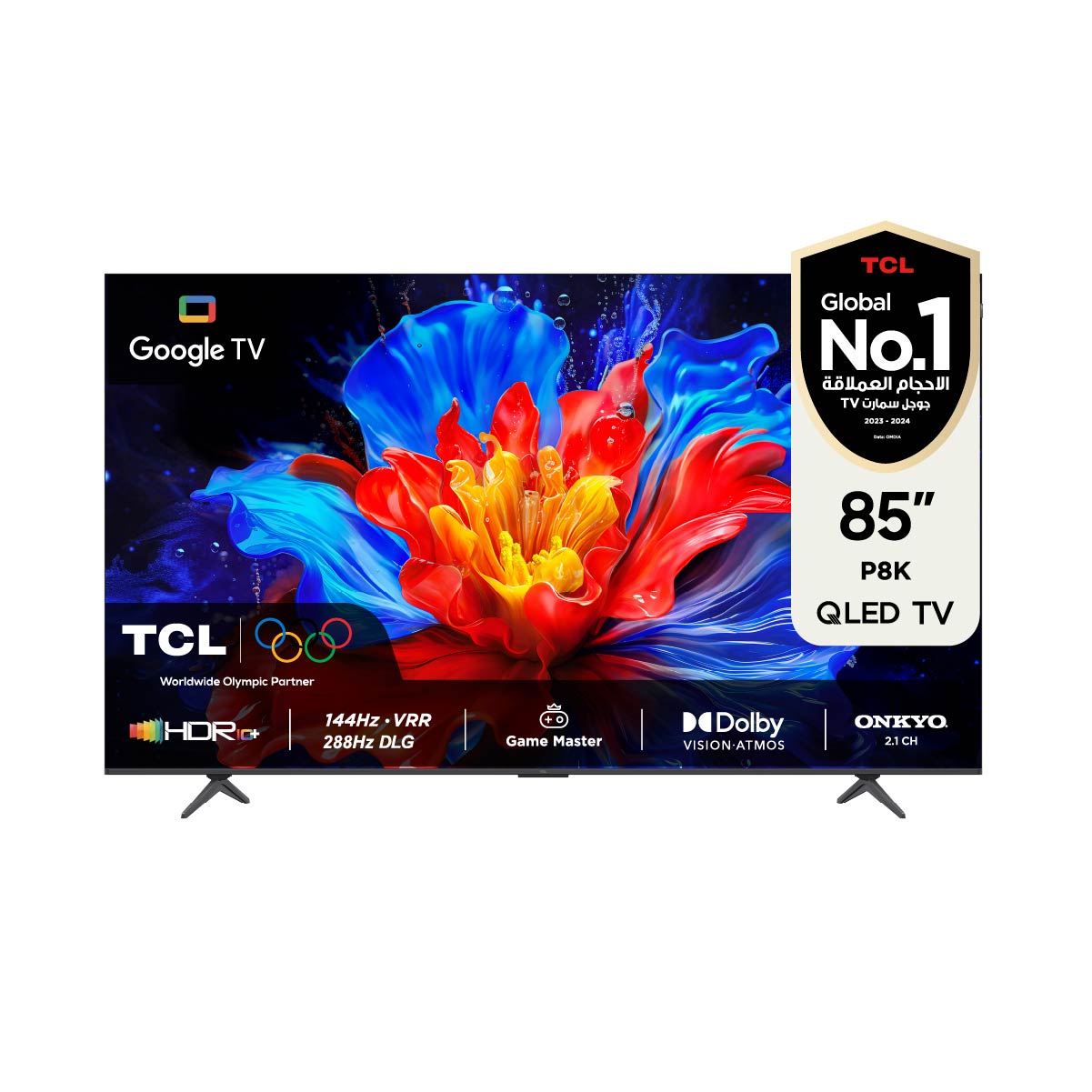 Tcl P8K 85 "QLED TV 4K 144Hz VRR HDR 10+ onkyo Sound Game Master
