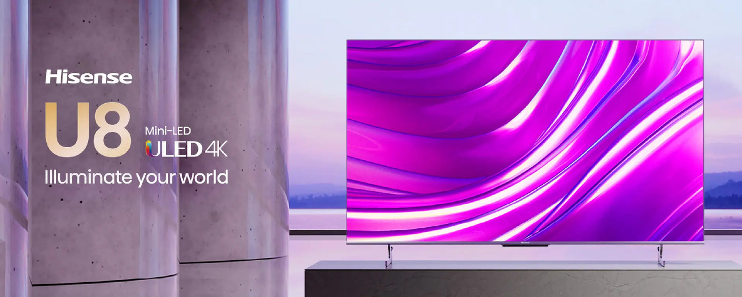 65U8H 4K Smart MINI-LED شاشة هايسنس 65 عقدة