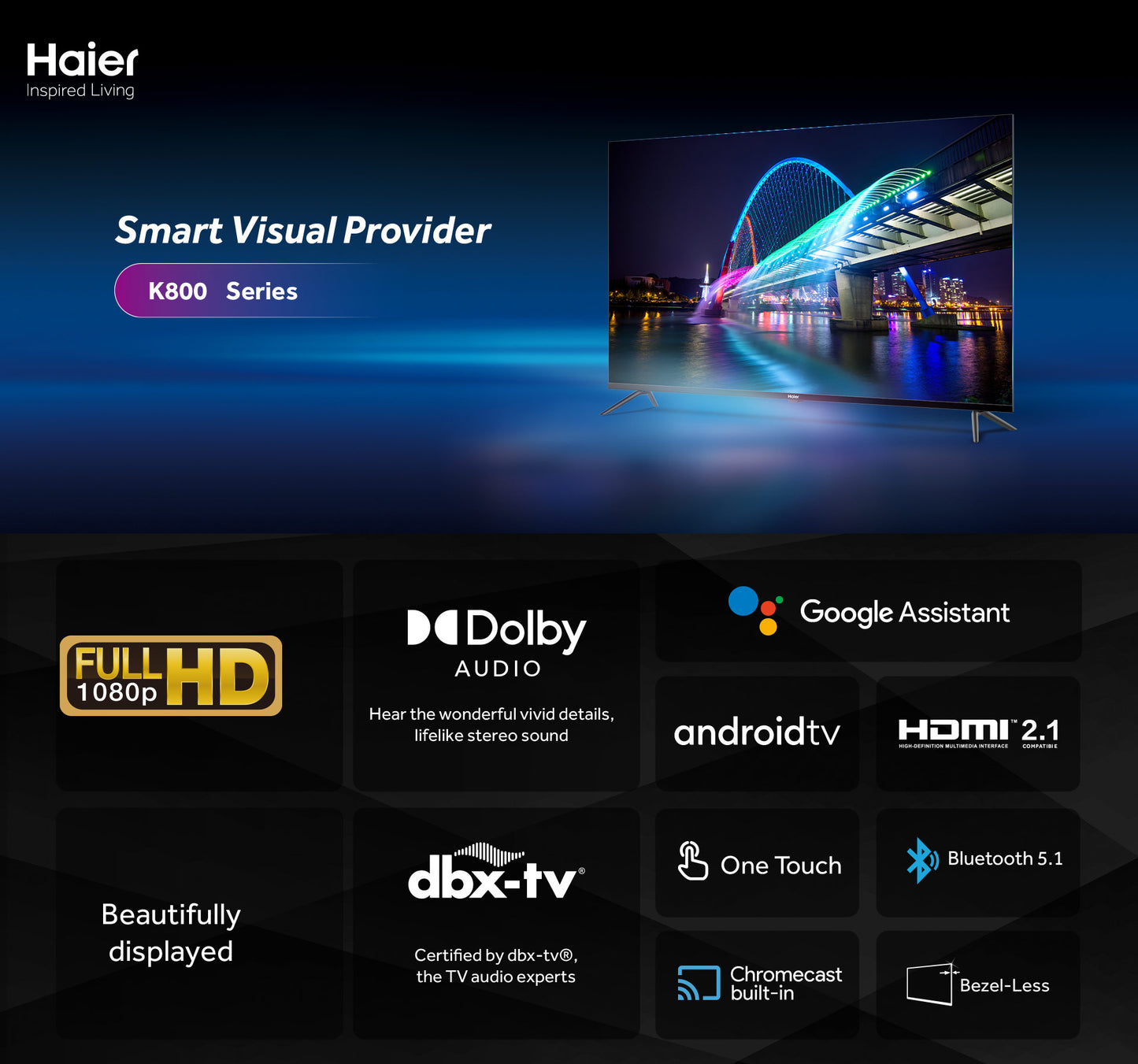 Hyair 55 -inch H55k800ux -4K UHD, Android TV