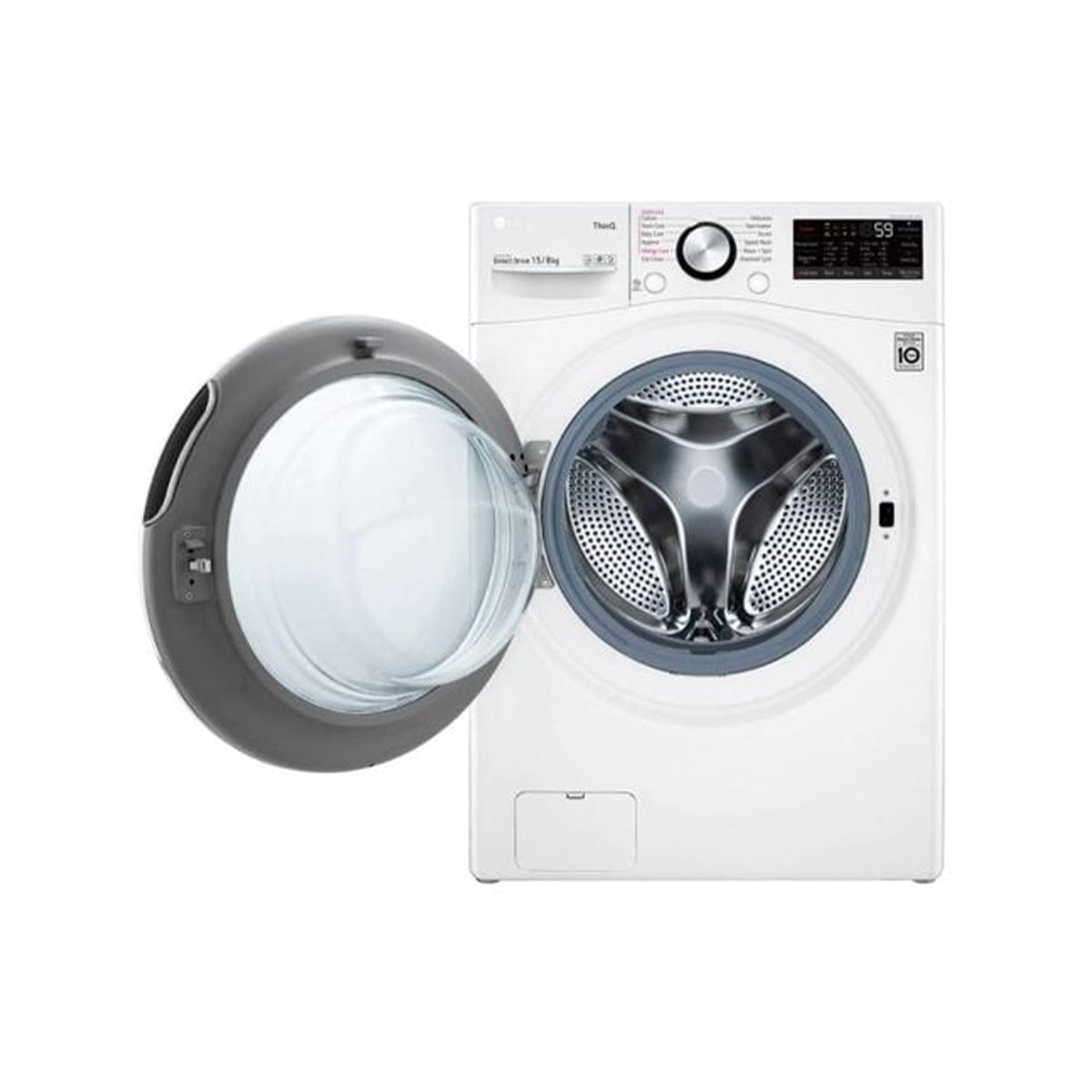 غسالة ومجفف LG WDL91H02PN بسعة 15 كجم غسيل و8 كجم تجفيف مع تقنية AI Direct Drive والكمية البخارية – أبيض