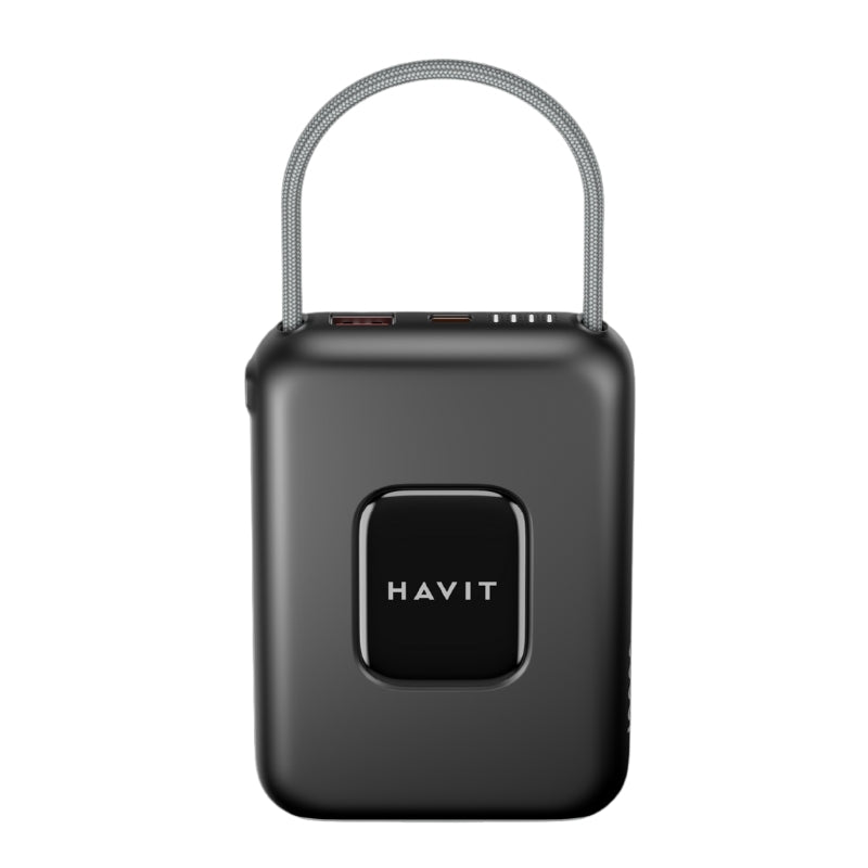 شاحن الطوارئ Havit PB32 بسعة 10000mAh وقدرة 22.5 واط للشحن السريع، باللون الأسود