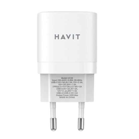 شاحن بقوة 30 واط وبمنفذين من هافيت