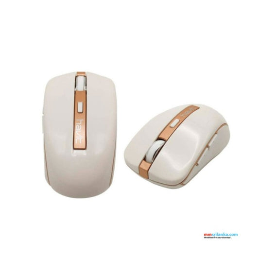 ماوس لاسلكي أبيض و ذهبي من هافيت