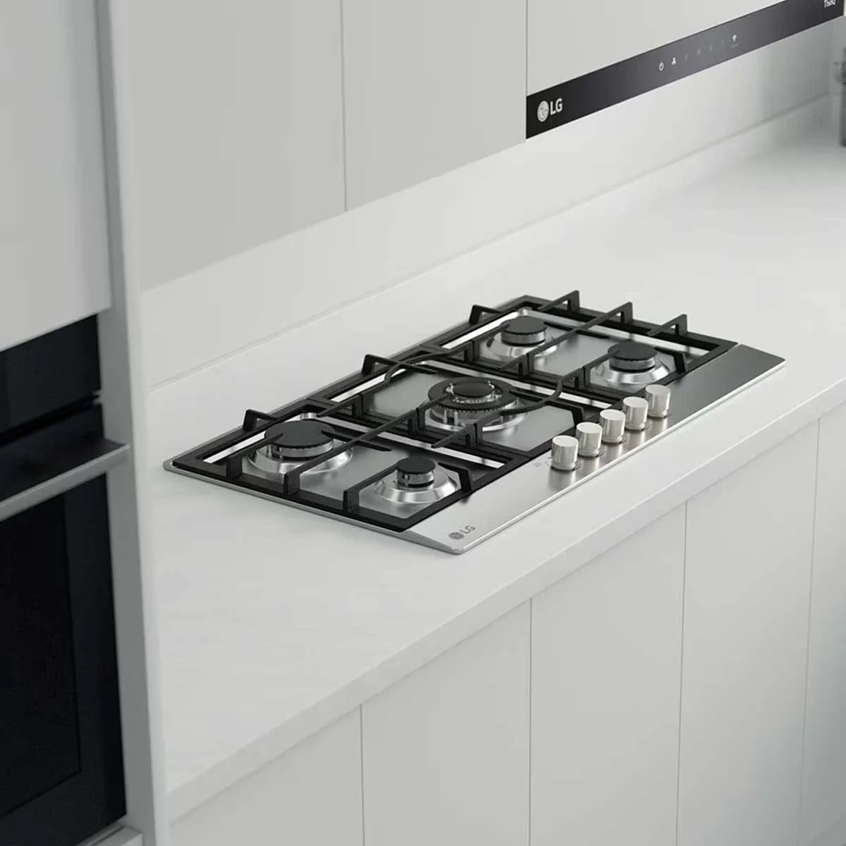 طباخ غاز مدمج ال جي 5 شعلات ستانلس ستيل 90 سم | LG CG5Z3626S Built-in Cooktop