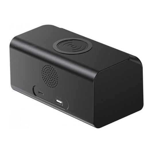 شاحن هافيت W3041 اللاسلكي مع ساعة، باللون الأسود