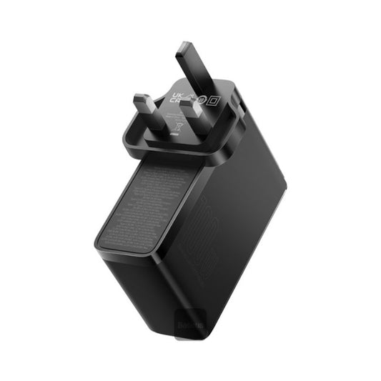 باسيوس شاحن GaN5 Pro 2C+2U 100 واط UK أسود (مع كابل C→C 100 واط بطول 1م أسود)