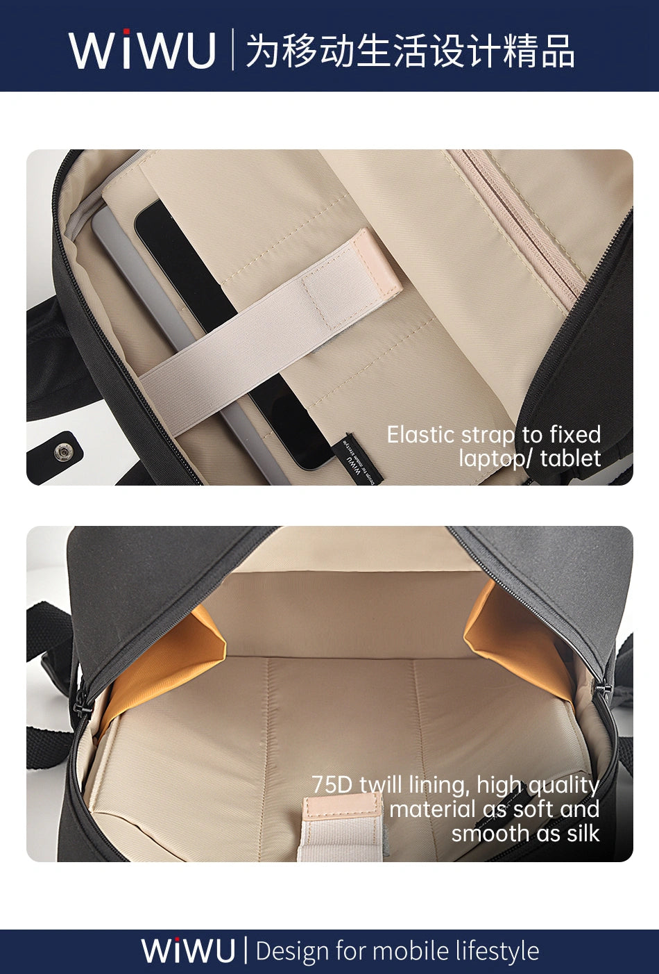 Wiwu Luxury Waterproof Bag 14 inch Black Black Bag Aura Bagura