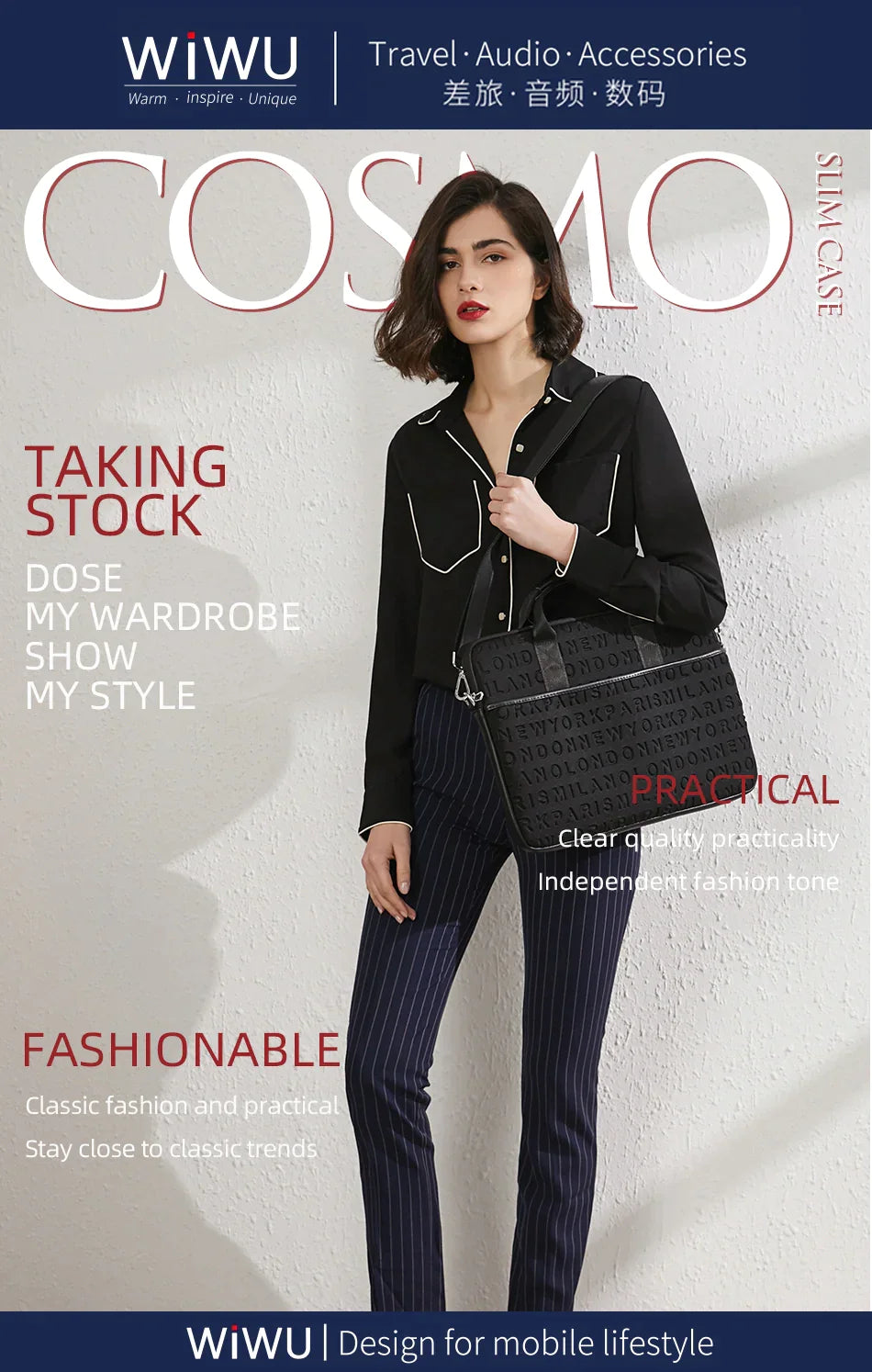 Wiwu waterproof, Lycra Cosmo, a mobile computer bag, handbag, with a belt for men and women