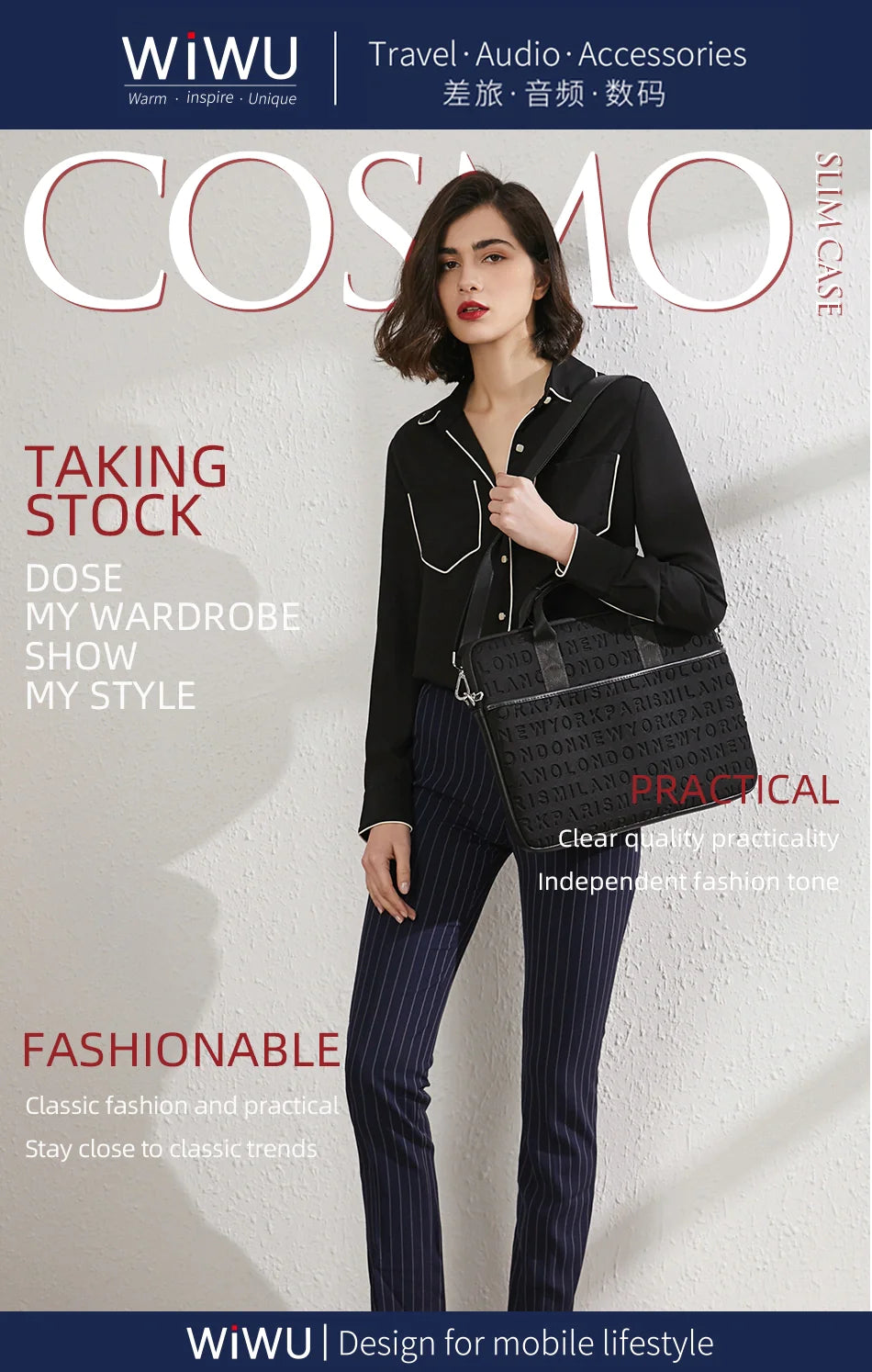 Wiwu waterproof, Lycra Cosmo, a mobile computer bag, handbag, with a belt for men and women