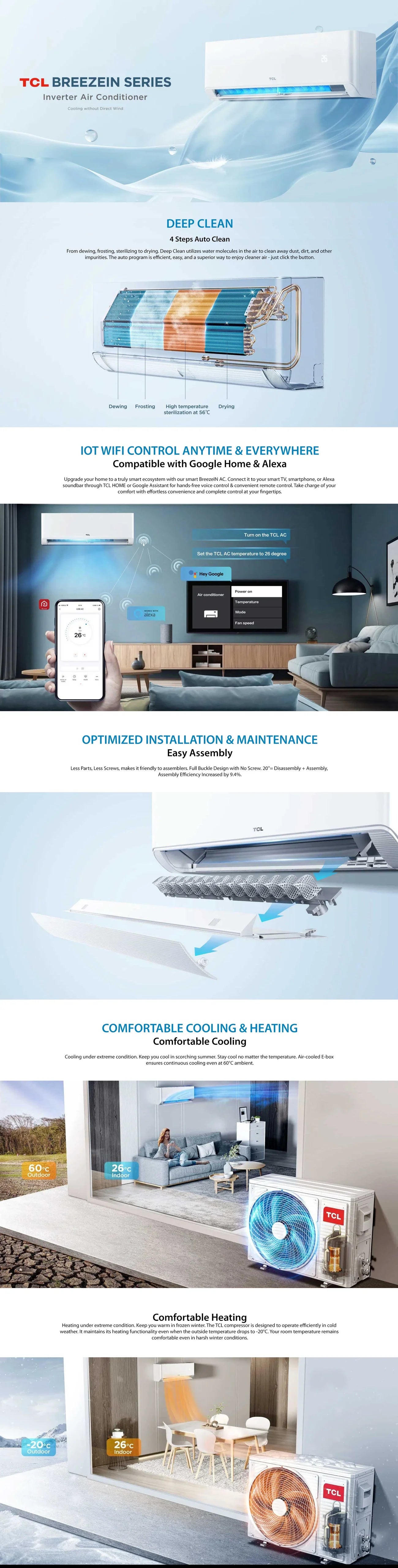 TCL TAC -12CHSA/TPB BREZEIN T3 - Smart Inferter 1 ton, control 6 stages and automatic conversion