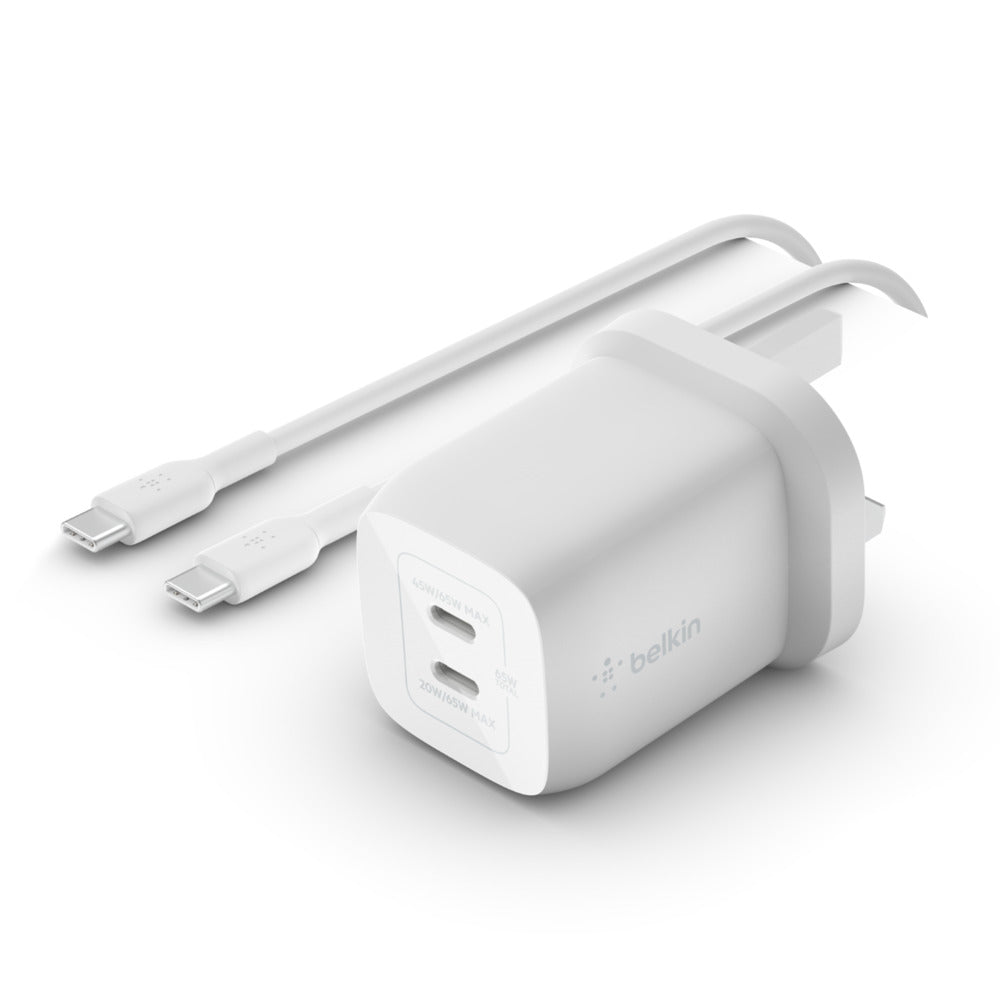BELKIN charger with a capacity of 65 watts - white