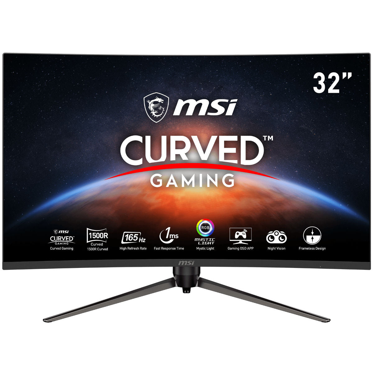 Msi Optix Ag321CQR 31.5 "WQHD (2560x1440) 165 Hz Va Curved Gaming Monitor