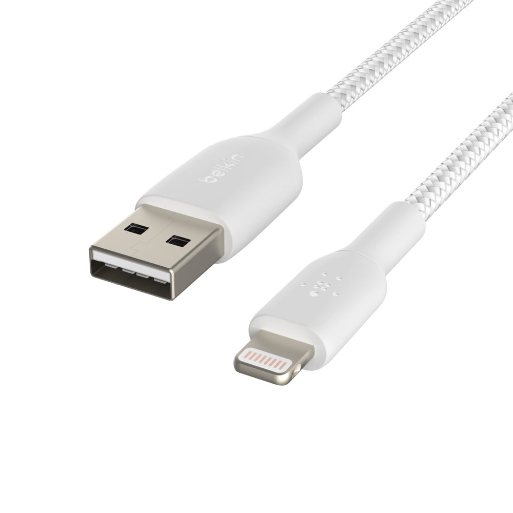 بلكين كابل USB-A إلى Lightning مجدول 2 متر أبيض