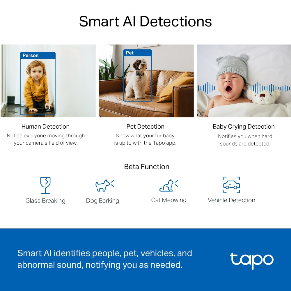 Pan/Tilt AI Home Security Wi-Fi Camera Tapo C220 - كاميرا Wi-Fi للأمن المنزلي مع تقنية Pan/Tilt والذكاء الاصطناعي