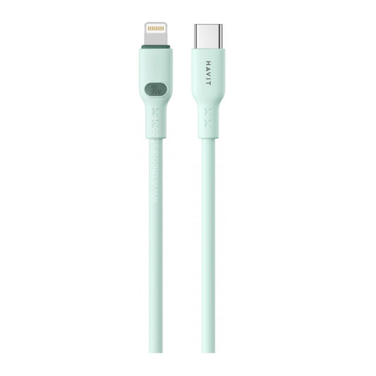 كابل هافيت CB6281 من USB-C إلى Lightning بقوة شحن 30 واط وطول 1 متر - أخضر