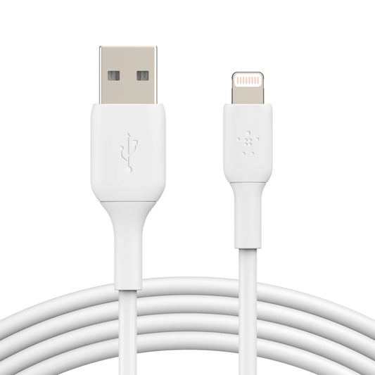 "كابل Belkin من Lightning إلى USB-A، يتحمل أكثر من 8000 انحناء، بطول 2 متر - أبيض"