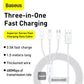 Baseus Ultra-Fast 3-in-1 Cable USB-A→M+L+C 3.5A 1.3m White