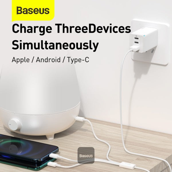 Baseus Ultra-Fast 3-in-1 Cable USB-A→M+L+C 3.5A 1.3m White