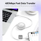 كابل شحن سريع باسيوس Free2 Draw Mini قابل للسحب بقوة 100 واط - من Type-C إلى Type-C بطول 1 متر (أبيض)