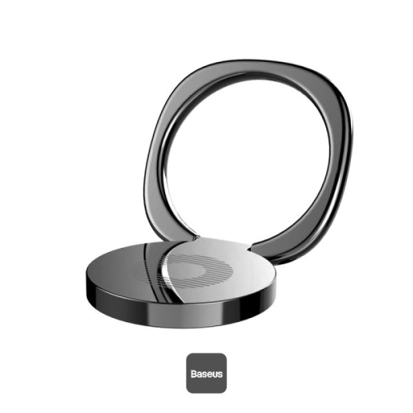حلقة مسند ومسكة موبايل باسيوس Privity Ring - تصميم معدني أنيق (أسود)