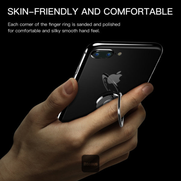 حلقة مسند ومسكة موبايل باسيوس Privity Ring - تصميم معدني أنيق (أسود)