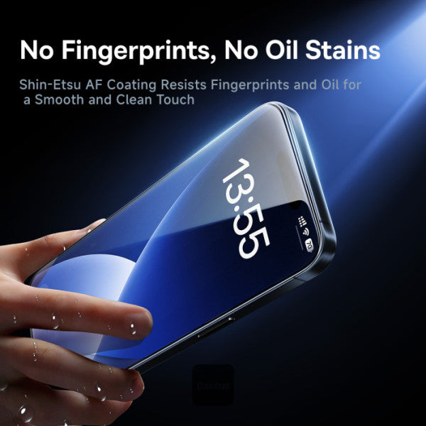 شاشة حماية باسيوس Sapphire خصوصية (لقافة) لآيفون 16 برو - مع فلتر غبار للسماعة